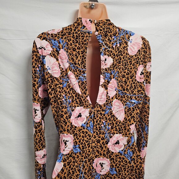 Free People Animal Print Floral Maxi Dress Women Size S Long Sleeve - Picture 9 of 15